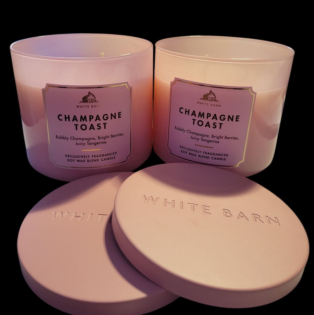 2pc White Barn Champagne Toast 3-Wick Candle - NEW!!
